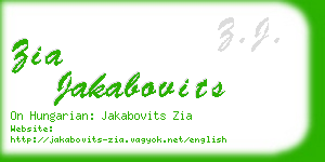 zia jakabovits business card